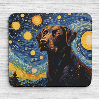 Starry Night Dog Mouse Pad for Home Office Gaming Working Desk Computer Desktop Accessories Non-Slip Rubber Mouse Pad for Dog Lovers (Labrador)