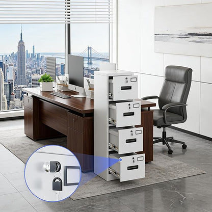 SUXXAN 4 Drawer File Cabinet, Metal Vertical File Storage Cabinet with Lock, Office Home Steel File Cabinet for A4 Letter/Legal Size, Assembly Required