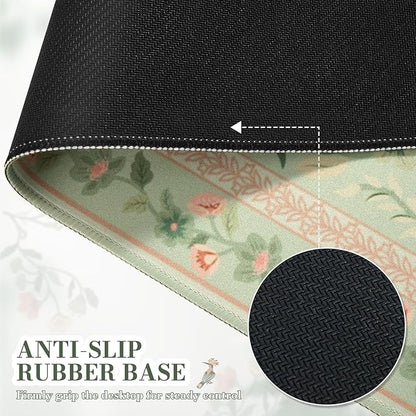 iCasso Desk Mat for Keyboard and Mouse, Large Mouse Pad, Desk Pad Mat, Anti-Slip Big Mousepad with Stitched Edges for Computer Desktop(Light Green)
