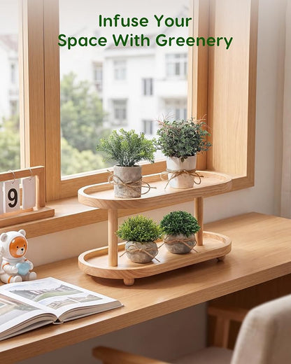 Velener 4 Pack Small Fake Plants Potted Eucalyptus Plants for Home Decor, Boxwood Artificial Plants Indoor, for Bathroom Bedroom Kitchen Office Farmhouse Room Shelf Decor