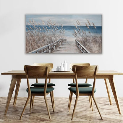 Dimpaga Canvas Wall Art Decor Large Wall Art for Living Room Vintage Coastal Wall Art Prints Landscape Beach Wall Art Decorations Blue Artwork for Walls Bedroom Office Kitchen Wall Decor 24" X 48"