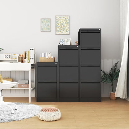 3 Drawer File Cabinets for Home Office,File Cabinet with Lock, Metal Filing Cabinet for A4/Letter/Legal Size Folder, Assembly Required,Black