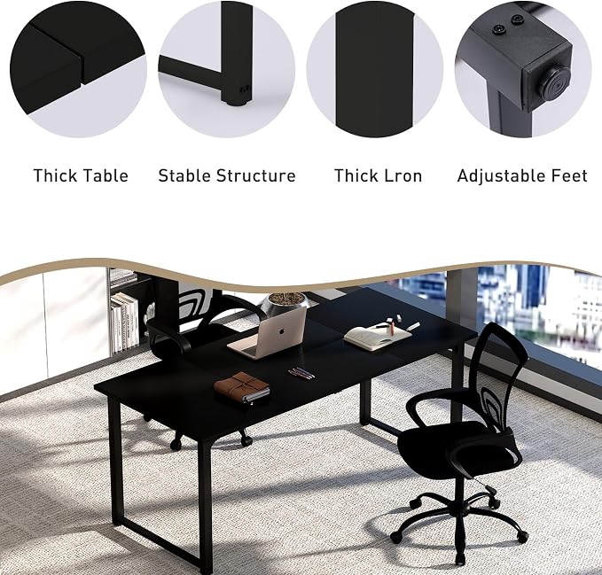 Bonzy Home 18FT Conference Table Set of 6, Modern Large Meeting Table Office Desks for 22 Person, Long Rectangle Table with Sturdy Metal Frame, 213" D x 64" W x 30" H, Black