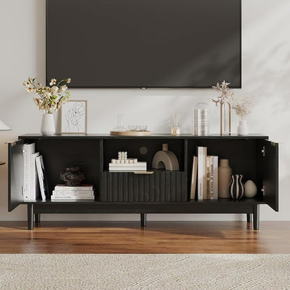 TV Stand and Coffee Table Set of 2, Mid Century Modern Lift Top Coffee Table, TV Console Table Living Room Table Sets for Living Room, Bedroom, Home Office, Black