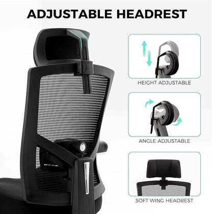 600lbs Big and Tall Office Chair with Wider W-Shaped Thick Seat Cushion, Ergonomic Computer Mesh Desk Chairs for Heavy People, Computer Chair, Adjustable Lumbar Support, 4D Armrests Footrest Headrest
