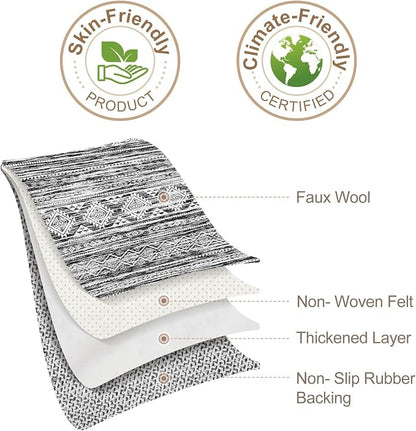 Nakagishi Bedroom Rug Area Rugs 4x6: Washable Boho Neutral Farmhouse Stain Resistant Moroccan Non-Slip Throw Carpet for Women Modern Home Enthusiast Aged 25-40 - Entryway Kitchen Bedside - Black White