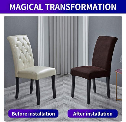 Stretch Chair Covers for Dining Room Set of 6, Removable Washable Dining Room Chair Covers, Dining Chair Slipcovers Seat Protector, Great for Home and Banquet Decor (Chocolate, 6 Pack)