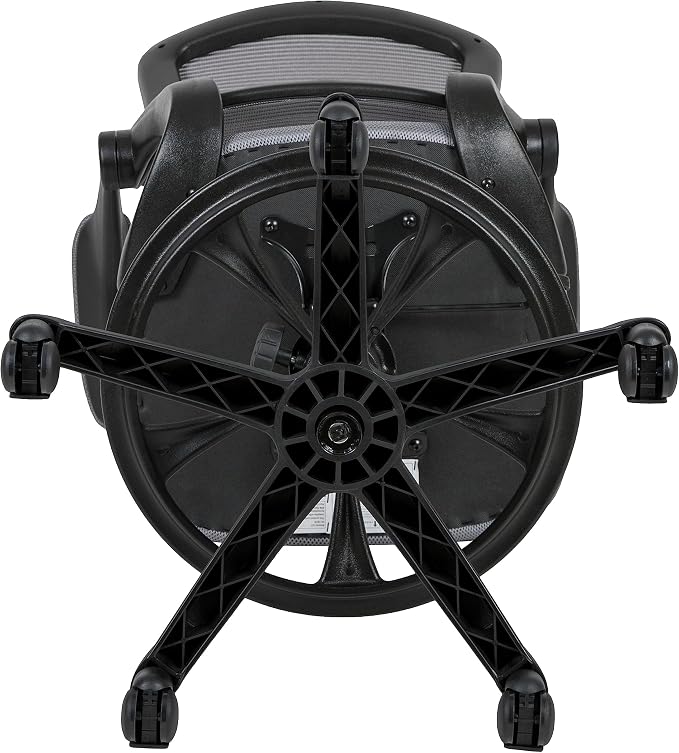 Flash Furniture Kale Mid-Back Swivel Office Chair with Height Adjustable Foot Ring and Lumbar Support, Mesh Executive Chair with Armrests, Dark Gray