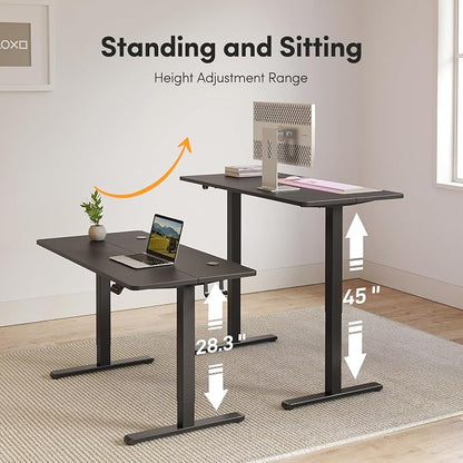 FAMISKY Electric Standing Desk, 48 x 24 Inches Height Adjustable Desk, Ergonomic Home Office Computer Workstation with Splice Board, Black