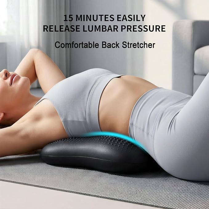 Lumbar Support Pillow, Inflatable Rubber Lumbar Pillow for Lower Back Pain Relief - Car Back Cushion for Driving Seat, Office Chair, Back Support Stretcher, Waterproof, Adjustable Thick, 12''Lx 14''H