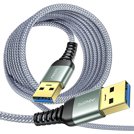 AINOPE USB to USB Cable, 10FT*2Pack USB 3.0 A to A Male to Male Cable [Never Rupture] Double End Type A Cord for Data Transfer, Compatible with Hard Drive Enclosures, Laptop Cooler, KVM, DVD Player