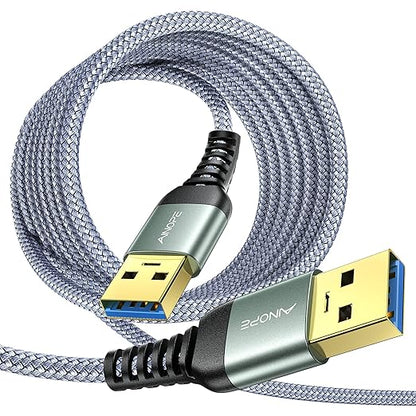 AINOPE USB to USB Cable, 10FT*2Pack USB 3.0 A to A Male to Male Cable [Never Rupture] Double End Type A Cord for Data Transfer, Compatible with Hard Drive Enclosures, Laptop Cooler, KVM, DVD Player