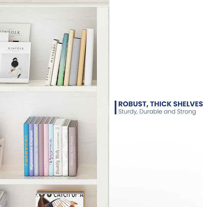 3-Shelf Bookcase, 47" Tall Floor Standing Bookshelf with Adjustable Shelves, Storage & Display Shelf for Living Room, Bedroom, Home Office – Cream White, 31.5" Wide
