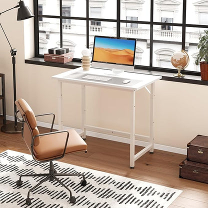 COTUBLR Small Desk, 24 Inch Small Computer Desk for Spaces, Compact Tiny Mini Simple Desk Table for Bedroom Home Office Writing Work Study Kids Student Teacher, Bonus Mousepad, White