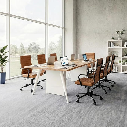 Okeysen Office Desk Chair Conference Room Chairs Modern Ergonomic Executive Swivel Chair Adjustable Height PU Leather Home Desk Chair with Armrests Comfy Computer Task Chairs with Wheels (Brown)