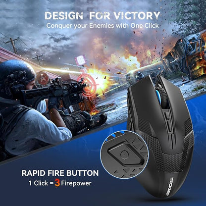 TECKNET Wireless Mouse-USB Ergonomic Optical Cordless Mouse with 8 Buttons,12-Month Battery Life,4800 DPI Optical Tracking,High-Precision 5 Adjustable DPI for PC/Mac/Laptop