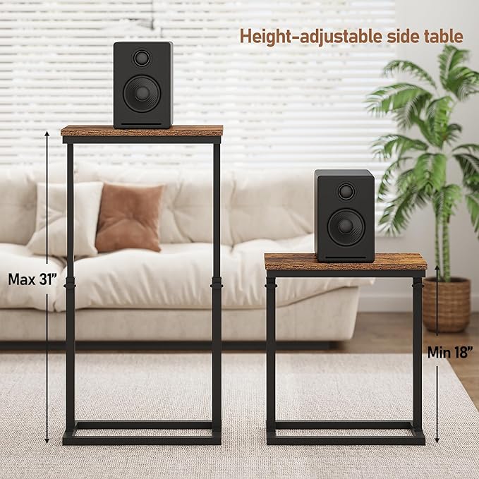 TUTOTAK End Table, Side Table, Tall Couch Table, Sofa Table, Living Room, Bedroom，Brown TB01BB083P