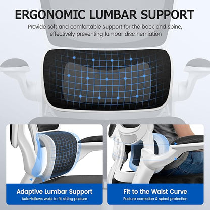 ALLGOD Office Chair Ergonomic Desk Chair, Breathable Mesh Desk Chair Comfy with Lumbar Support, Flip-up Armrests, Computer Chairs Comfortable for Home, Office, Work, Standard, 300Lbs