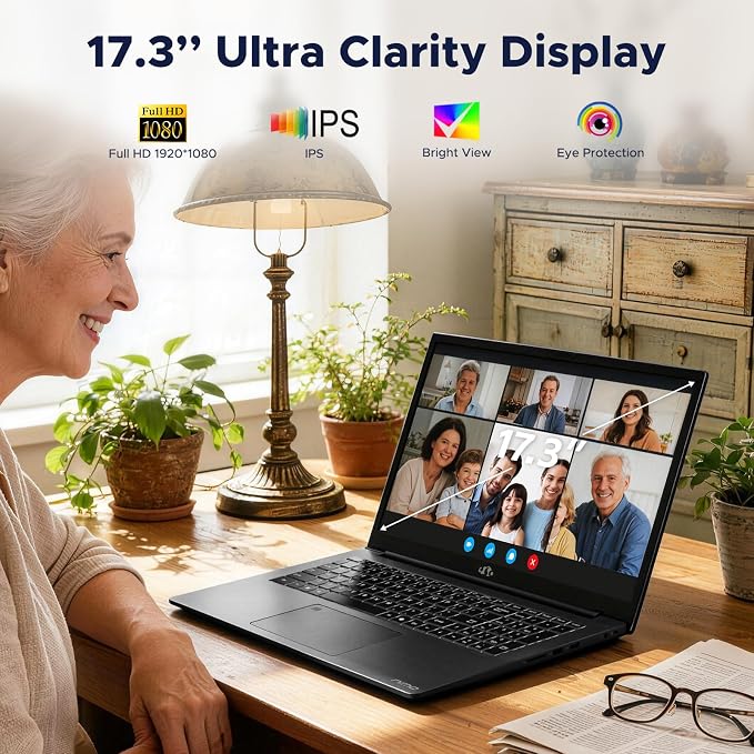NIMO 17.3" Light-Gaming-Laptop, AMD Ryzen 7 8745HS 8 Cores 16GB DDR5 RAM 512GB SSD, Radeon 780M Graphics, FHD IPS Display, 100W Type-C Fast Charger, Backlit Keyboard, Fingerprint, USB 4.0