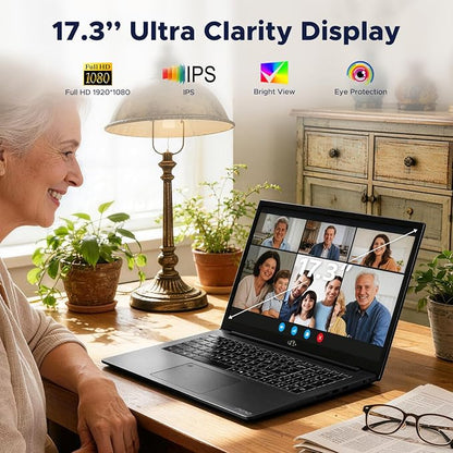 NIMO 17.3" Light-Gaming-Laptop, AMD Ryzen 7 8745HS 8 Cores 16GB DDR5 RAM 512GB SSD, Radeon 780M Graphics, FHD IPS Display, 100W Type-C Fast Charger, Backlit Keyboard, Fingerprint, USB 4.0