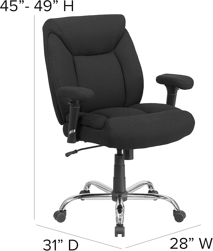 Flash Furniture Hercules Series Swivel Office Chair with Loop Arms, Ergonomic High-Back Executive Chair with Padded Seat and Arms, Black
