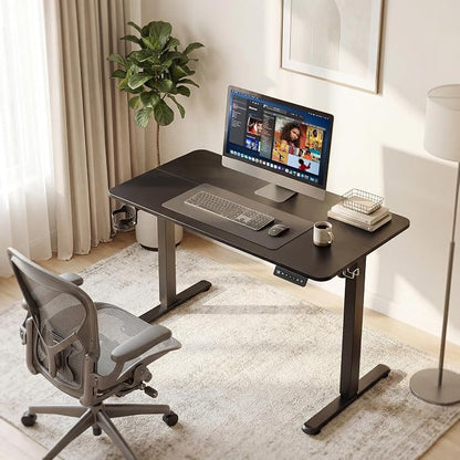 Furmax Electric Standing Desk, 40 x 24 Inches Height Adjustable Sit Stand up Desk, Memory Preset Computer Home Office Desks with Sturdy Metal Frame, Phone Stand Cable Management Hole (Black, 40'')