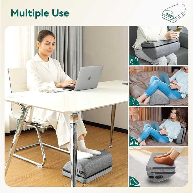 Snailax Heated Foot Rest Under Desk at Work, FSA Eligble Desk Foot Stool with Heat & Vibration Massage, Foot Warmer Feet Heater for Office Chair, Gaming Home Use, Gifts for Women, Men