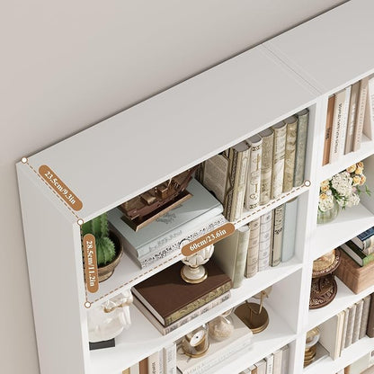 FACBOTALL 82" Tall Bookshelf Set of 2, 7-Tier Double Open Shelves Bookcase,Freestanding Display Storage Shelves, Tall Bookcase Home Decor Furniture for Home Office,Living Room,Bedroom, White