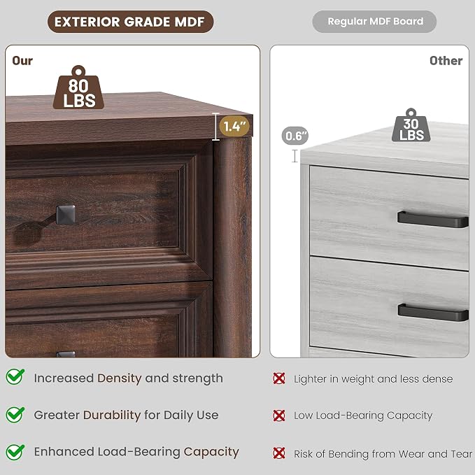 Farmhouse Walnut Night Stands Set of 2, Bedside Tables Nightstands with 2 Drawers Storage, 22.8" Large Rustic Wood Night Stand, Bed Side Table for Bedroom Living Room Sofa Couch Office