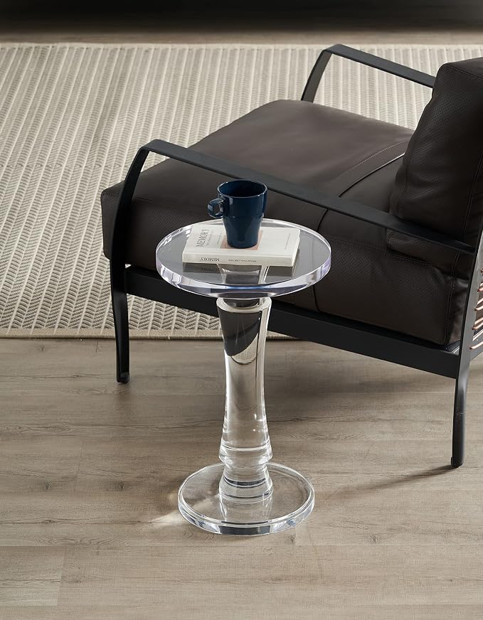 Artmaze Clear Acrylic Small End Table,Drink Table,for Office, Living Room and Bedroom, 12x12 inch，20 inch High