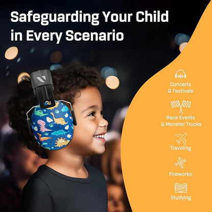 Vanderfields Hearing Protection Ear Muffs - Over 31 dB (2K Hz) Broad Noise Cancelling Sound Reduction Earmuffs for Kids 3-12