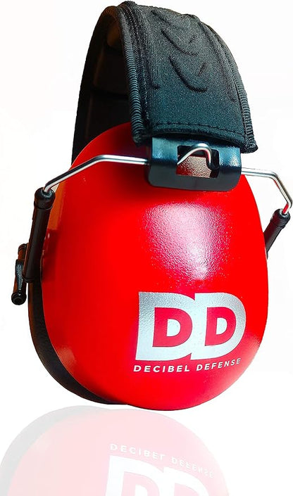 DECIBEL DEFENSE Professional Safety Ear Muffs 37dB NRR - The HIGHEST Rated & MOST COMFORTABLE Ear Protection for Shooting & Industrial Use - THE BEST HEARING PROTECTION...GUARANTEED (SAFETY RED)