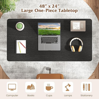 Giantex Universal Wood Table Top, 48 x 24 inch One-Piece Desktop & Sit to Stand Height Adjustable Home Office Desk Frame, Rectangular Workbench Top Board, Countertop DIY, Coffee Bar Tabletop, Black