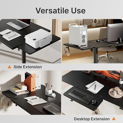 PEGZONE Desk Extender Tray, 28" x 12", with Laptop Holder, Large, Black | Desk Extension, Clamp on Desk Shelf, Clamp On Keyboard Tray for Office and Home, Workstation Organizer
