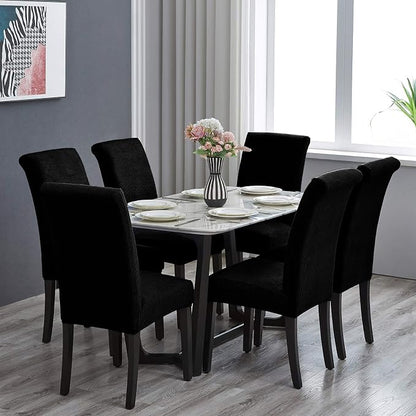Stretch Chair Covers for Dining Room Set of 2, Removable Washable Dining Room Chair Covers, Dining Chair Slipcovers Seat Protector, Great for Home Decor and Banquet (Black, 2 Pack)