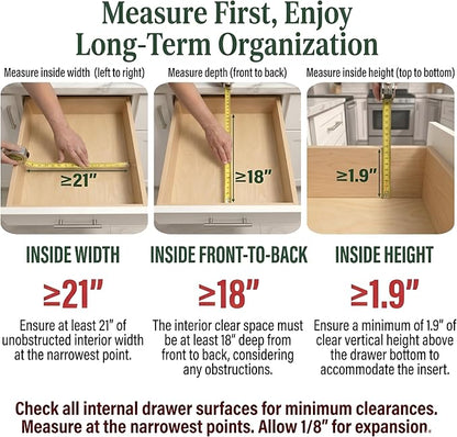 Bamboo Drawer Organizer, Expandable 8-Slot Silverware & Utensil Tray for Kitchen Drawers, Fits 13–19.5 Inch Drawers, Deep Compartments, Durable & Eco-Friendly Natural Bamboo