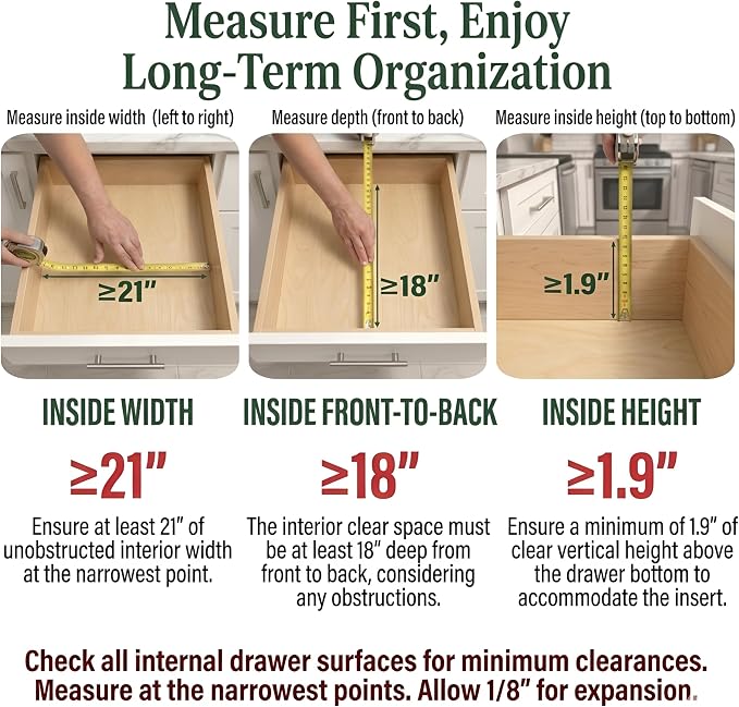 Bamboo Drawer Organizer – Expandable 9 Slot Silverware & Utensil Tray for Kitchen, Office & Kitchen –Fits 13”–19.6” Drawers, Natural Bamboo Wood, Deep Compartments - Durable & Eco-Friendly