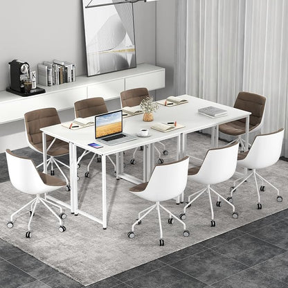Giantex 40-Inch White Computer Desk, Home Office Desk with Heavy-Duty Metal Frame, Modern Simple Gaming Table PC Workstation, Versatile Small Desk for Bedroom, Small Spaces