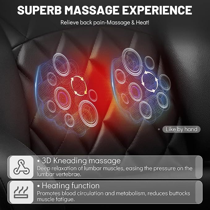 3D Kneading Massage Office Chair with Foot Rest,Executive Office Chairs,Ergonomic Desk Chair for Heavy People,Big and Tall Office Chair 500LBS,Recliner with Dual-Use Pillow,Blackpu