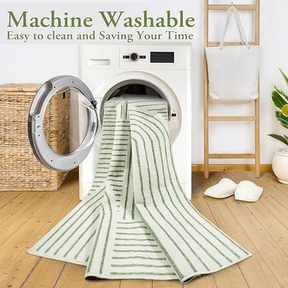 Lahome Abstract Washable Area Rug 5x7, Soft Bedroom Rug Ultra-Thin Non Slip Green Rugs for Living Room, Modern Accent Rug Large Carpet for Dining Room Office Darrell (5'x7',Green)