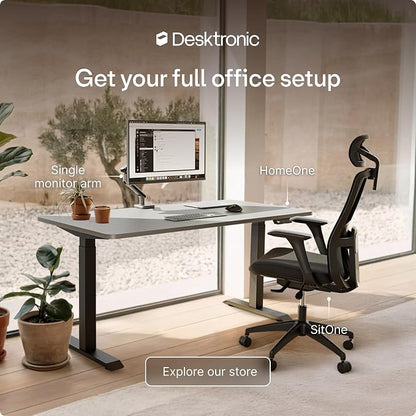 Desktronic HomeOne Standing Desk 60x30 — Ergonomic Sit Stand Home Office Desk, Made in Europe, Electric Dual Motor Height Adjustable, USB & USB-C Charging, Wobble-Free, Touchscreen, 3 Memory Presets