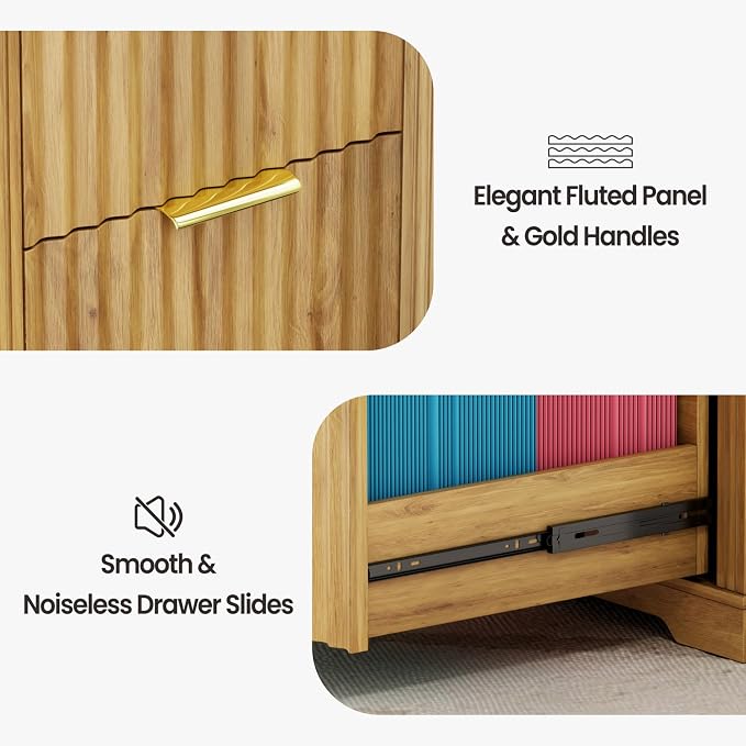 Lareth Computer Desk with Monitor Stand, 47 inch Home Office Desk with RGB LED Lights and Power Outlets, Writing Desk with Storage File Drawer for Working Gaming Writing, Wood