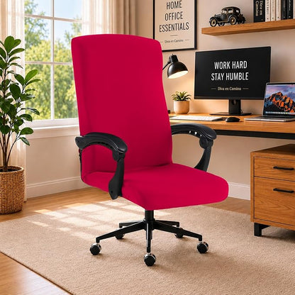 Stretch Computer Office Chair Cover with Durable Zipper - Universal Washable Removable Spandex Rotating Boss Chair Slipcovers - Anti-dust Soft Desk Chair Seat Protector for Dogs, Cats, Pets