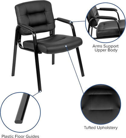 Flash Furniture Darwin Flash Fundamentals LeatherSoft Executive Reception Chair, Modern Tufted Lounge Chair for Living Room or Office, Black