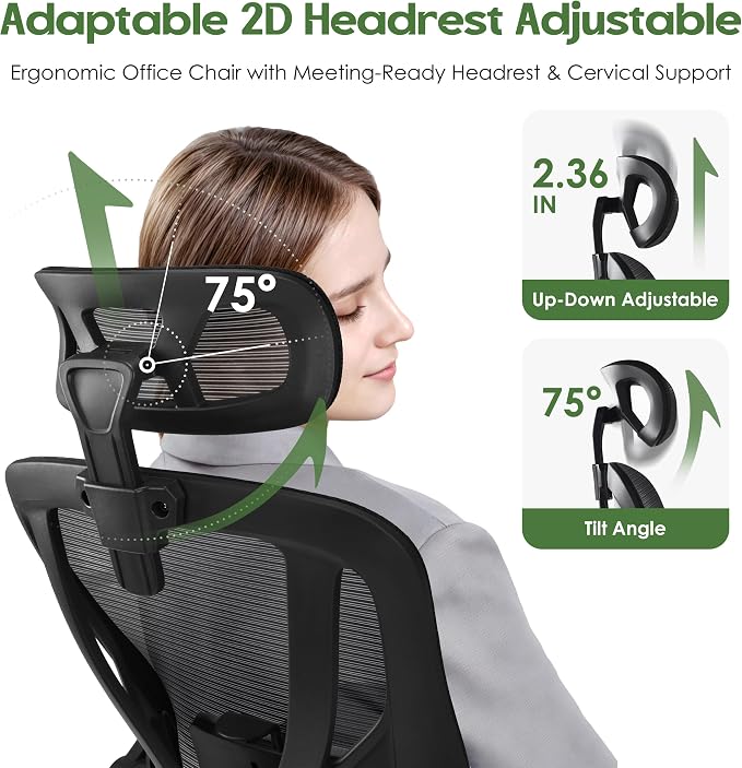 Office Chair Ergonomic Desk Chair - Mesh High Back Office Chair with Headrests Wheels Lumbar Support Home Desk Office Chairs Flip up Armrest Executive Rolling Computer Chair Black 8 Pack