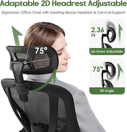 Office Chair Ergonomic Desk Chair - Mesh High Back Office Chair with Headrests Wheels Lumbar Support Home Desk Office Chairs Flip up Armrest Executive Rolling Computer Chair Black 8 Pack