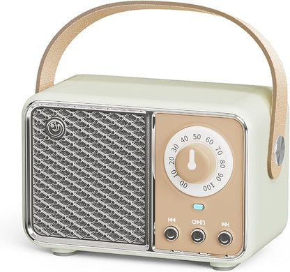 Dosmix Retro Bluetooth Speaker, Vintage Decor, Wireless Bluetooth Speakers, Cute Old Fashion Style for Kitchen Desk Bedroom Office Party Outdoor Kawaii Accessories (Smoke Green)