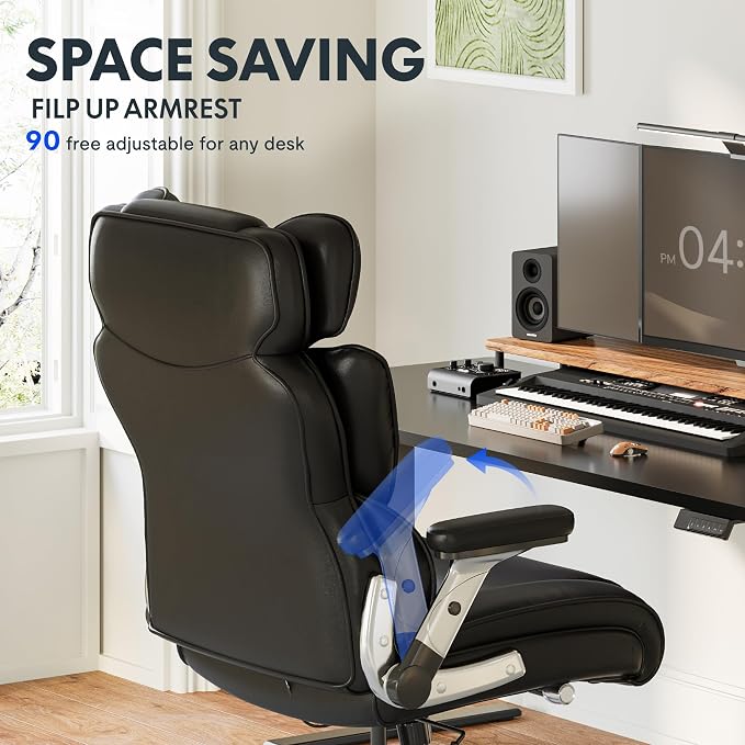 FLEXISPOT 600lbs Big and Tall Office Chair for Heavy People, High Back Heavy Duty Computer Chair with Lumbar Support 2D Armrest, Desk Chairs for Working Gaming Relaxing Cross Legged, PU Leather, Brown