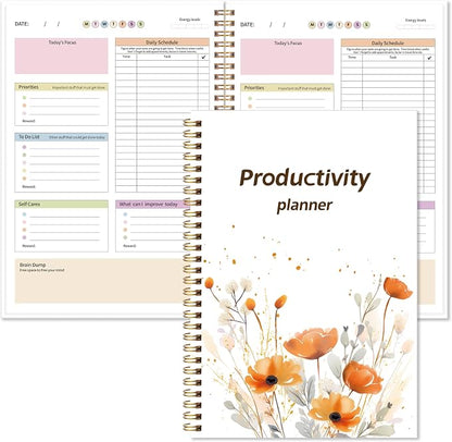 ADHD Daily Planner with Hard Cover & Colorful Sheets Inside,Productivity Planner Task Management Organizer for Neurodivergent Adults Focused for Men & Women, 7" x 10"