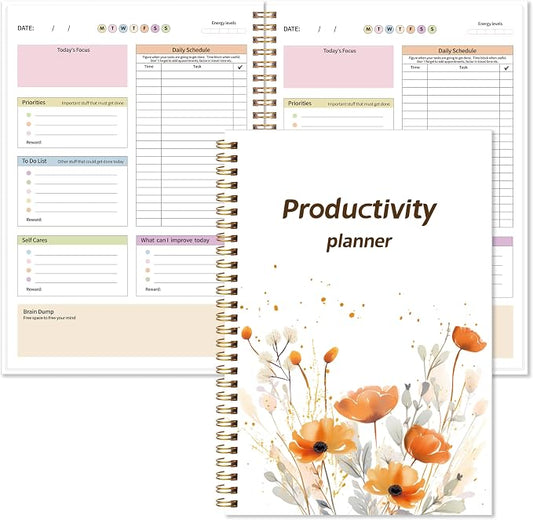 ADHD Daily Planner with Hard Cover & Colorful Sheets Inside,Productivity Planner Task Management Organizer for Neurodivergent Adults Focused for Men & Women, 7" x 10"